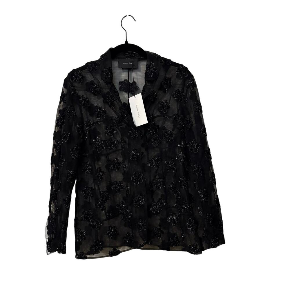 Simone Rocha NWT Black Floral Sequin Tulle Blouse Jacket Size UK 10 US 6